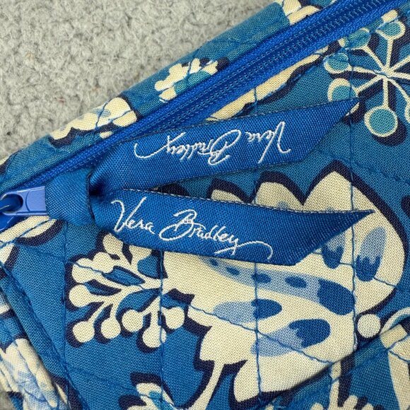 Vera Bradley Wallet Trifold Blue Floral 5.5" x 4" Credit Card Holder Snap Zipper - Picture 4 of 12
